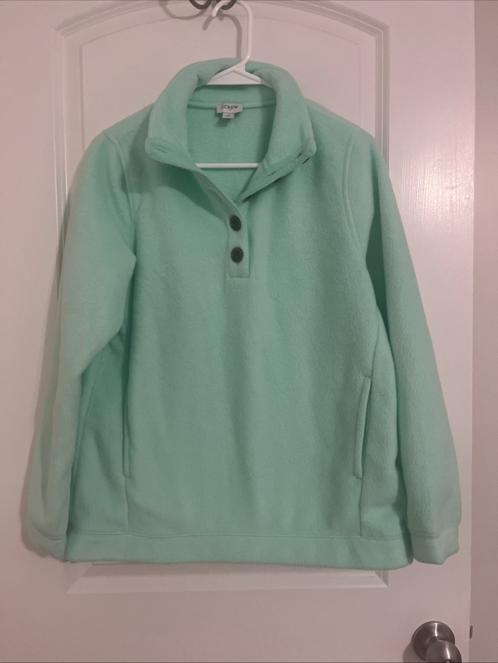 J. Crew Mint Fleece Snap-Placket Pullover